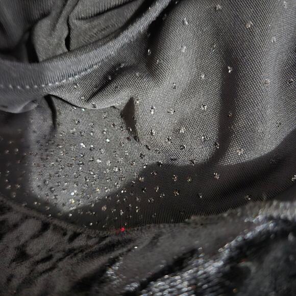 Vintage Ludmilla Bell Sleeve Top Black Velvet Sparkle Y2K France Patchwork Small - Picture 9 of 16